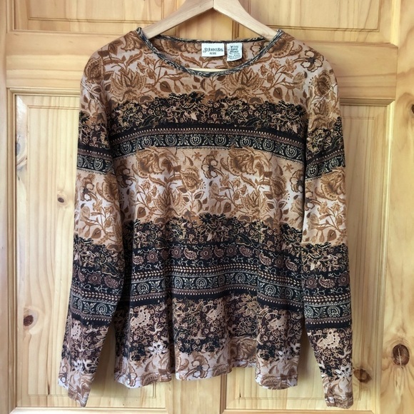 St. John’s Bay petite baroque floral print top size LP - Picture 2 of 9